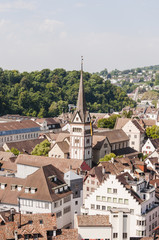 Schaffhausen, Stadt, Altstadt, Münster, Münsterkirche, Kirche, Kirchturm, Gassen, Altstadthäuser, historische Häuse, Stadtrundang, Rhein, Sommer, Schweiz