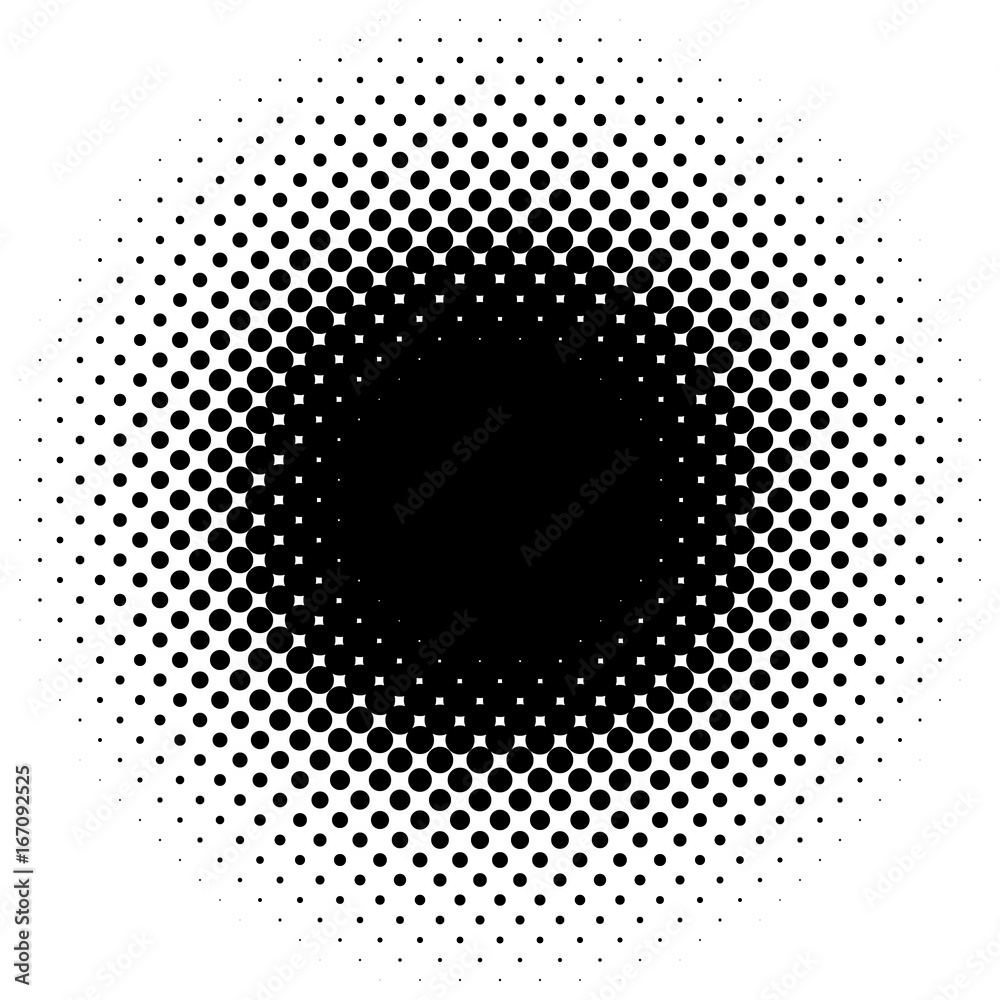 Poster Halftone element, circular halftone pattern. Specks, halftone circle gradient