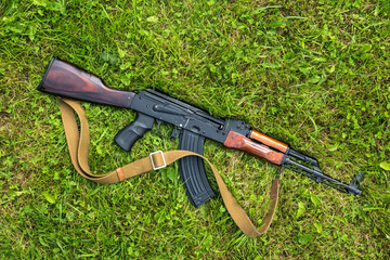 ak 47 on grass