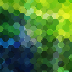 Fototapeta na wymiar Geometric pattern, vector background with hexagons in green and blue tones. Illustration pattern