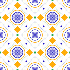Indian patriotic seamless pattern in flag themed colors