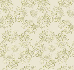 seamless green background with a floral pattern