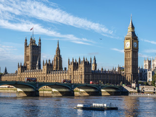 Fototapeta na wymiar Big Ben and Westminster bridge in London, United Kingdom