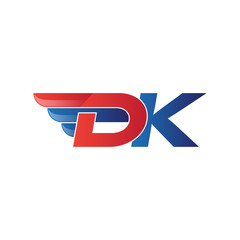 fast initial letter DK logo vector wing