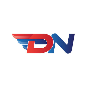fast initial letter DN logo vector wing