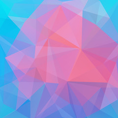 Abstract mosaic background. Triangle geometric background. Design elements. Vector illustration. Pink, blue, orange colors.