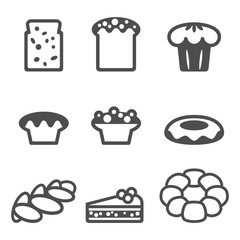 Set of icons depicting desserts realistic style illustration