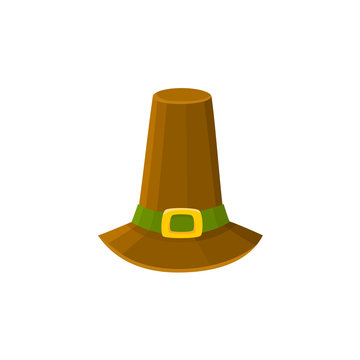 Comic style pilgrim hat, Thanksgiving Day symbol, cartoon vector illustration isolated on white background. Cartoon style pilgrim hat isolated on white background