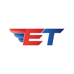 fast initial letter ET logo vector wing