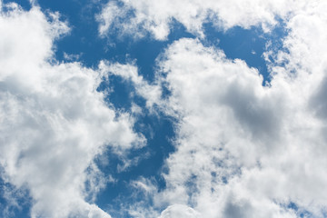 Beautiful sky with clouds and sun. Sunset sky with clouds.