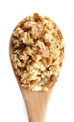 granola close up isolated on white background.