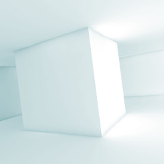Cube shaped column. Square 3d illustration, blue
