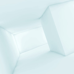 Abstract white empty interior, blue 3d render