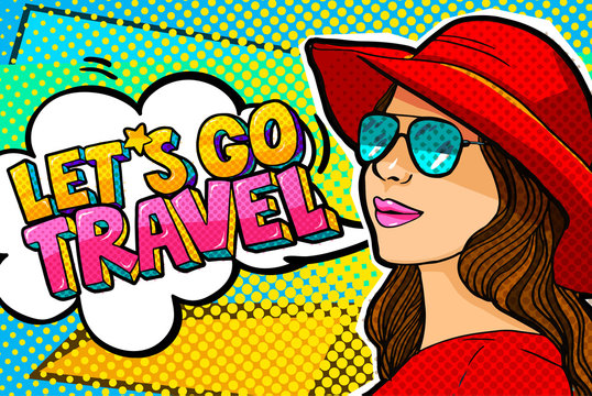 Let s go travel Message in pop art style