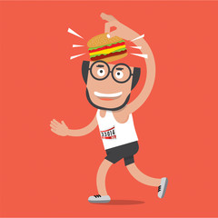 Runner With Hamburger Vector Illustration