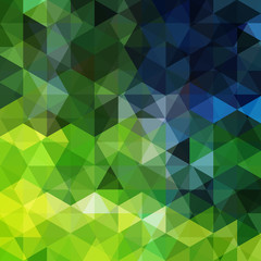 Geometric pattern, triangles vector background in green and blue  tones. Illustration pattern