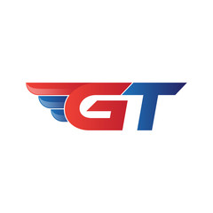 fast initial letter GT logo vector wing