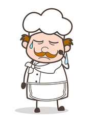 Cartoon Emotional Chef Face Expression Vector