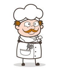 Cartoon Chef Smiling Face Vector Illustration