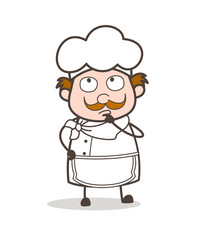 Cartoon Chef Thinking Face Vector Illustration