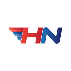 fast initial letter HN logo vector wing