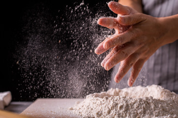 Kneading dough prepare for breafast food