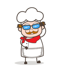 Cartoon Chef Smiling Face with Sunglasses