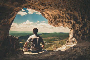 Cave meditation. Instagram stylization
