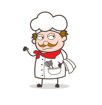 Cartoon Chef Unhappy Face Vector Illustration