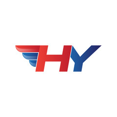 fast initial letter HY logo vector wing