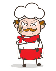 Cartoon Injured Chef Face with Bandage Vector
