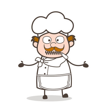 Cartoon Helpless Chef Zipper-Mouth Face