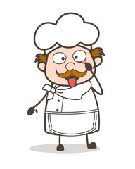 Cartoon Chef Showing Eyes and Tongue for Check-up