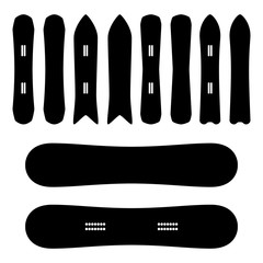 Snowboard Icons Set Vector. Black And White. Different Types. Isolated Snowboards Symbols, Sign.
