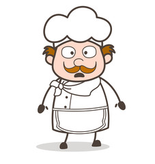 Cartoon Confused Old Chef Face Vector Illustration