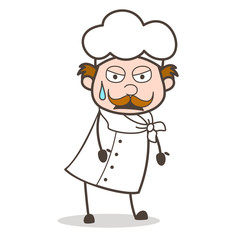 Cartoon Tired Chef Expression Vector Illustration