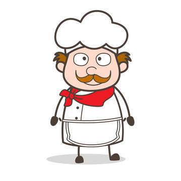 Cartoon Chef Neutral Face Expression Vector Illustration