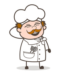 Cartoon Funny Chef Laughing Expression Vector Illustration