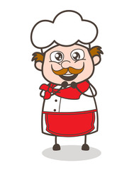 Cartoon Joyful Senior Chef Vector Expression