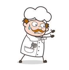 Cartoon Chef Depressed Face Vector