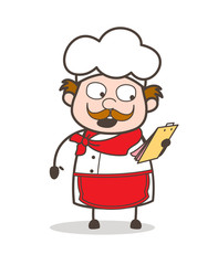 Cartoon Chef Reading List of Works Vector Illustration