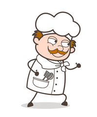 Cartoon Chef Running Very Cleverly Vector Illustration