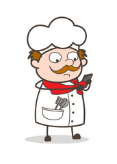 Cartoon Chef Doing Message Vector Concept