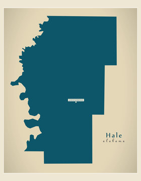 Modern Map - Hale Alabama county USA illustration