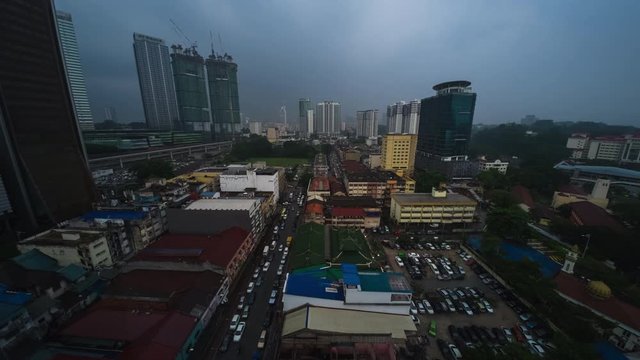 Timelapse of the rainy day in the city of Kuala Lumpur, Malaysia