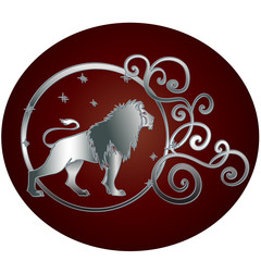 Leo zodiac sign in circle frame