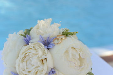 Wedding ring and flowers