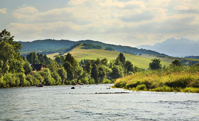 Dunajec river and Pienin Mountains. Poland