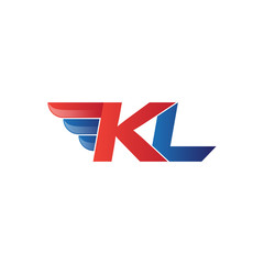 fast initial letter KL logo vector wing