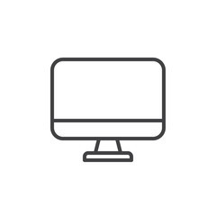 Desktop computer line icon, outline vector sign, linear style pictogram isolated on white. Symbol, logo illustration. Editable stroke. Pixel perfect vector graphics
